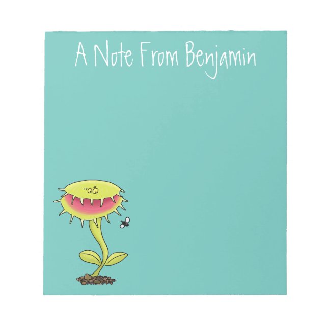 Bloco De Notas Engraçado carnívoro Venus mosca cartoon (Frente)