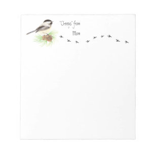 Bloco De Notas Engraçado "Cheeps from Mamãe" Chickadee, Bird Trac