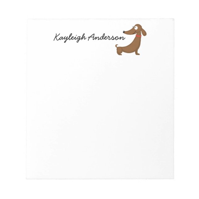 Bloco de notas engraçado do Dachshund 5.5" x 6" -  (Frente)