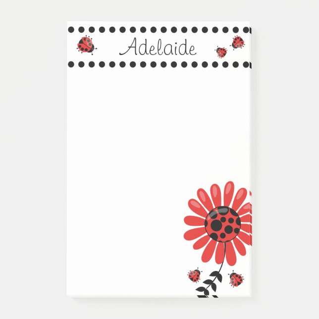 Bloco De Notas Engraçado Moderno Vermelho Ladybug Personalizado (Frente)