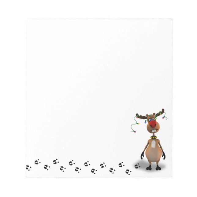 Bloco De Notas Engraçado Natal Red Nosed Reindeer (Frente)