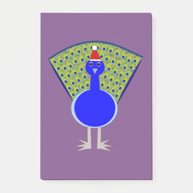 Bloco De Notas Engraçado Peacock de Natal (Frente)