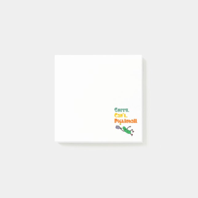 Bloco De Notas Engraçado Pulando picles, desculpe não poder picle (Frente)