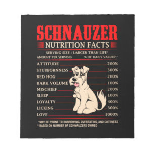 Bloco De Notas Engraçado Schnauzer  Fatos de Butrição Schnauze