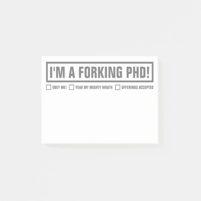 Bloco De Notas Engraçado "Sou um PhD em Forking" 4"x3" (Frente)