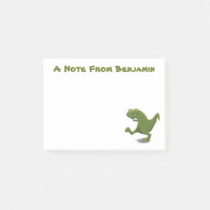 Bloco De Notas Engraçado, verde t rex desenho animado de dinossau
