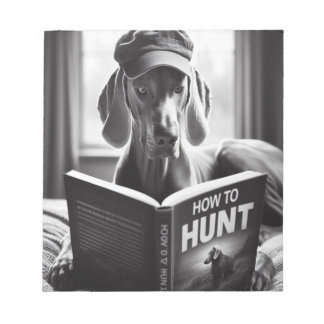 Bloco De Notas Engraçado Weimaraner lendo um livro sobre como caç