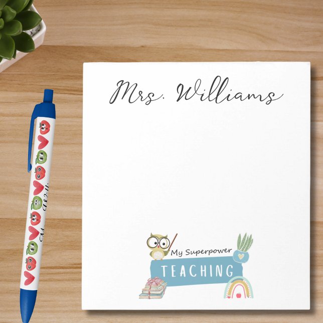 Bloco De Notas Ensinando Meu Superpoder & Arco-Íris,Maçã Vermelha (Criador carregado)