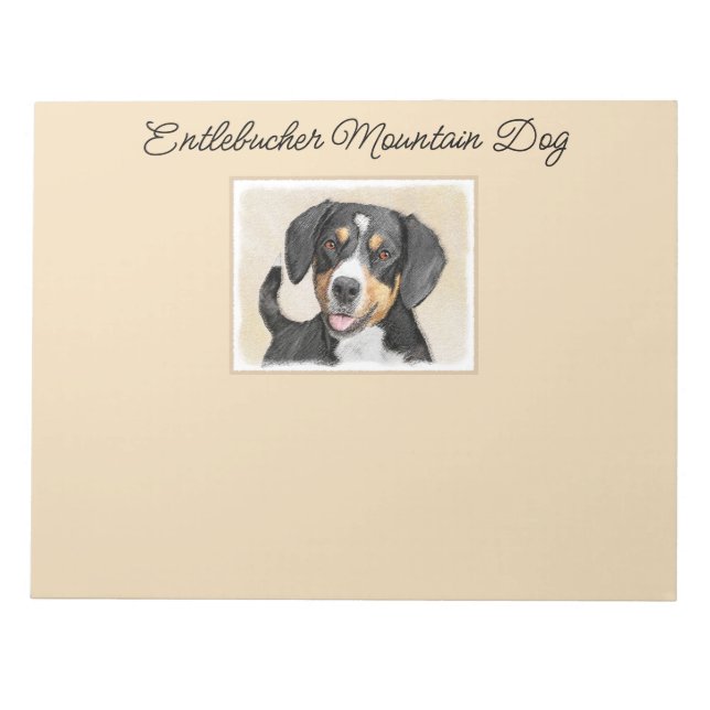 Bloco De Notas Entlebucher Mountain Dog Pintura Original (Frente)