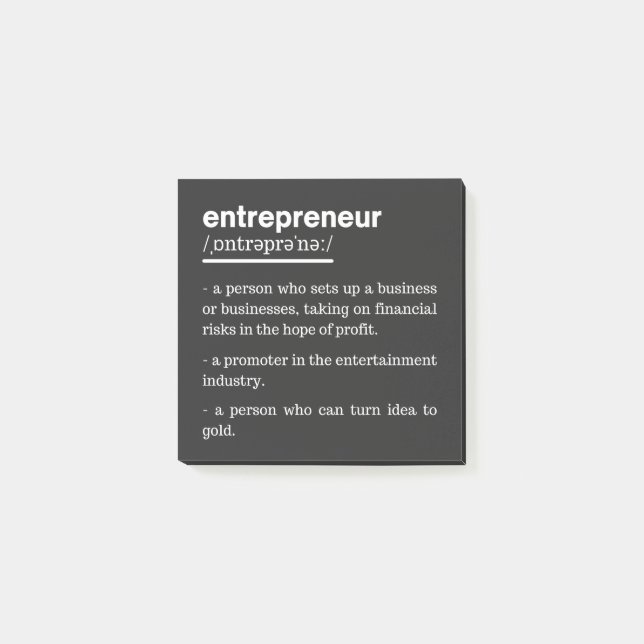 Bloco De Notas Entrepreneur Definition Funny Business Owner Gift (Frente)