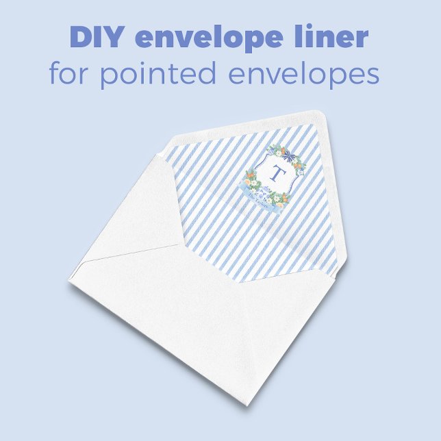 Bloco De Notas Envelope Pintado Pintado Pelas Mãos Azul (DIY envelope liner in a blue and white stripes with Citrus Crest Christmas theme)