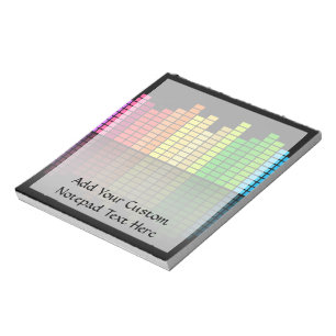 Bloco De Notas Equalizador Colorido de Música com Reflexo, Técn