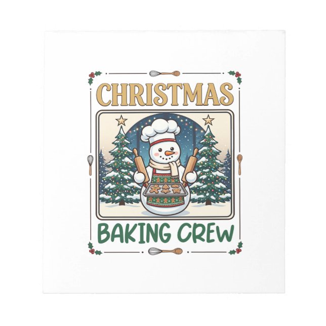 Bloco De Notas Equipe de Confeitaria de Natal Boneco de Neve Chef (Frente)