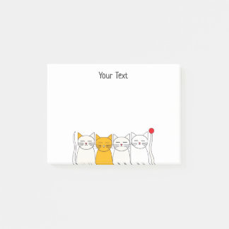 Bloco De Notas Equipe de Gatos Fofos Notas Adesivas Minimalistas 