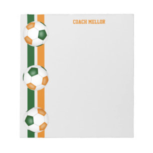 Bloco De Notas equipe verde laranja cor treinador de futebol cost