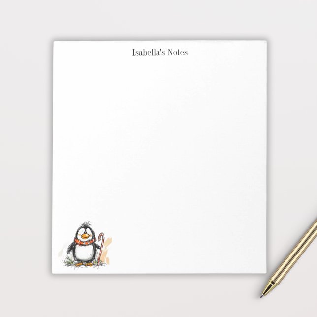 Bloco De Notas Esboço de ilustração de pinguim fofo de inverno (Criador carregado)