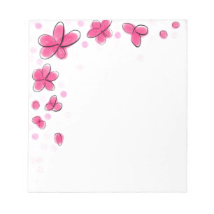 Bloco De Notas Esboço preto e cor-de-rosa das bolinhas da flor da