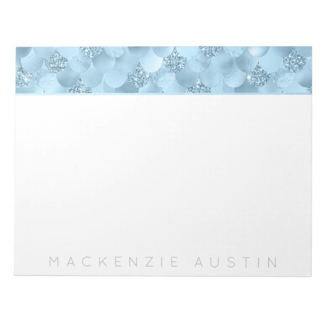 Bloco De Notas Escala de Glama Sereia | Pó Azul-Gelo Dusty (Frente)