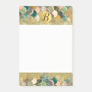 Bloco De Notas Escamas de Sereia Multi Cor Brilho Glam Monograma