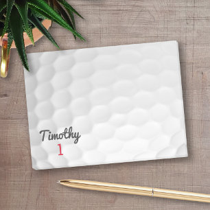 Bloco De Notas Escregos de Golf com o nome preto Número Vermelho