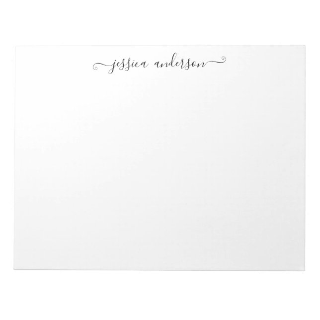 Bloco De Notas Escrita Girly-Script da Cinza Negra Elegante Moder (Frente)