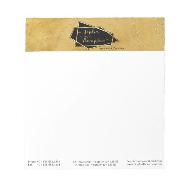 Bloco De Notas Escrita Látea Dourada Elegante De Luxo (Frente)