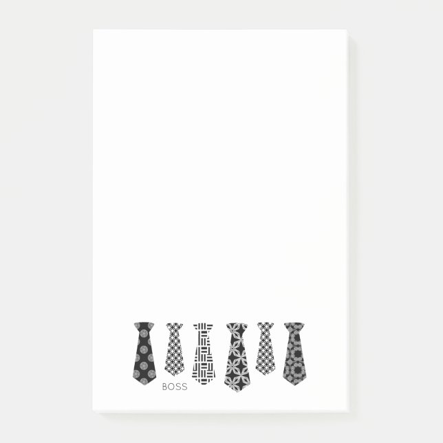 Bloco De Notas Escritório de Gravatas do Pescoço Branco Preto Tra (Frente)