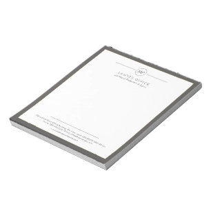 Bloco De Notas Escritório moderno advogado monograma branco cinza