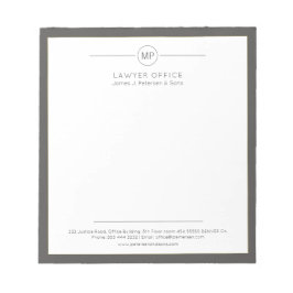 Bloco De Notas Escritório moderno escuro cinza branco monograma a