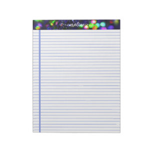 Bloco De Notas Escuro Azul Luminoso Vinculado Personalizado