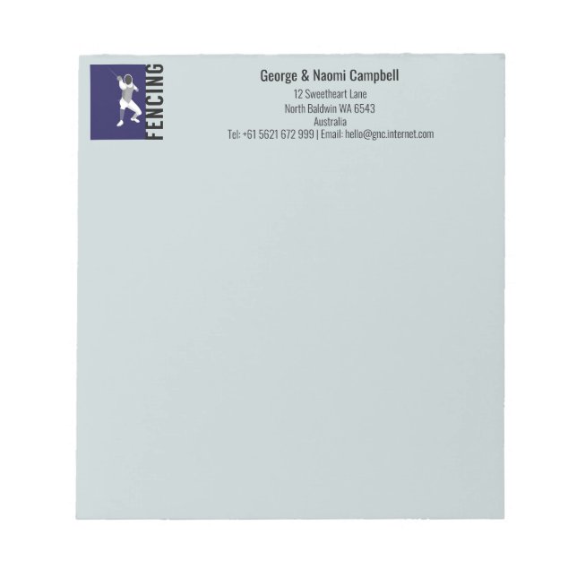 Bloco De Notas Esgrima (Frente)