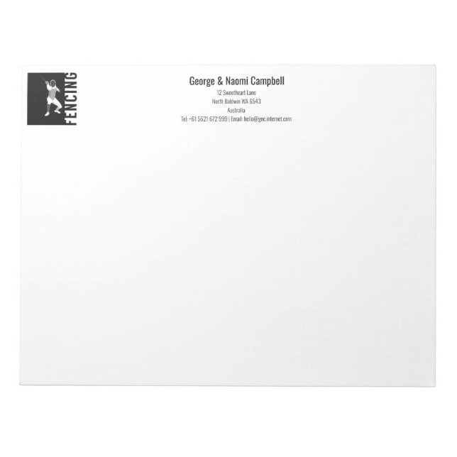 Bloco De Notas Esgrima (Frente)