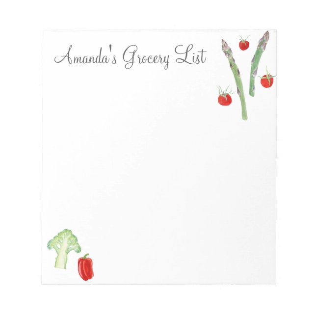 Bloco De Notas Espargos De Aquarelas, Brócolis, Tomates, Peppers (Frente)