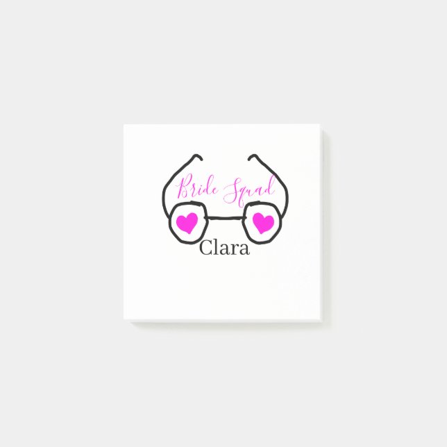 Bloco De Notas Esquadra da noiva rosa preto óculos coração madrin (Frente)