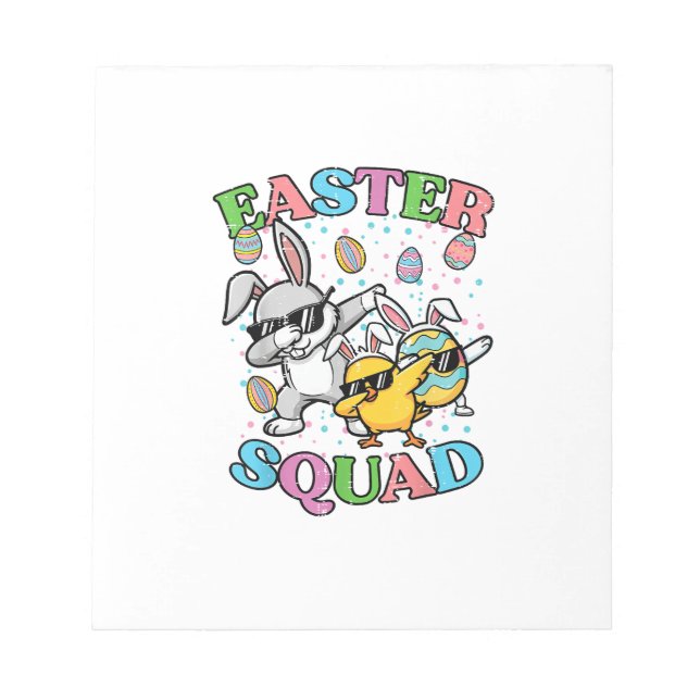 Bloco De Notas Esquadrão de Páscoa Coelho Ovo Frango Dab Equipe C (Frente)