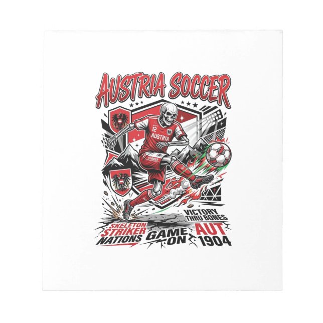 Bloco De Notas Esqueleto de Futebol da Áustria Poster Sty (Frente)