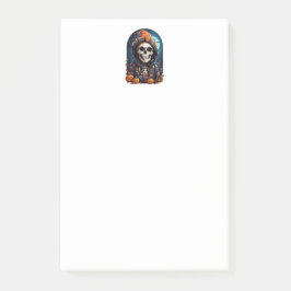 Bloco De Notas Esqueleto Sinistro e Abóboras de Halloween de Outo