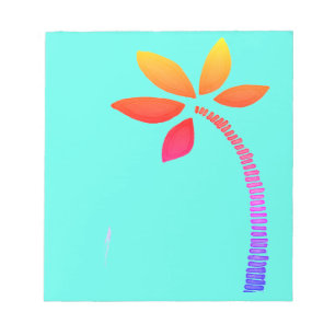 Bloco De Notas Esquema da palmeira-arco-íris com fundo azul