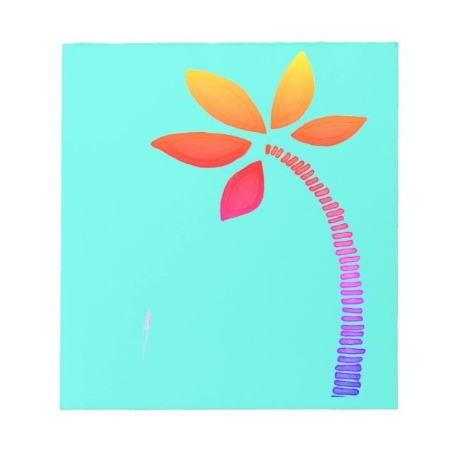 Bloco De Notas Esquema da palmeira-arco-íris com fundo azul (Frente)