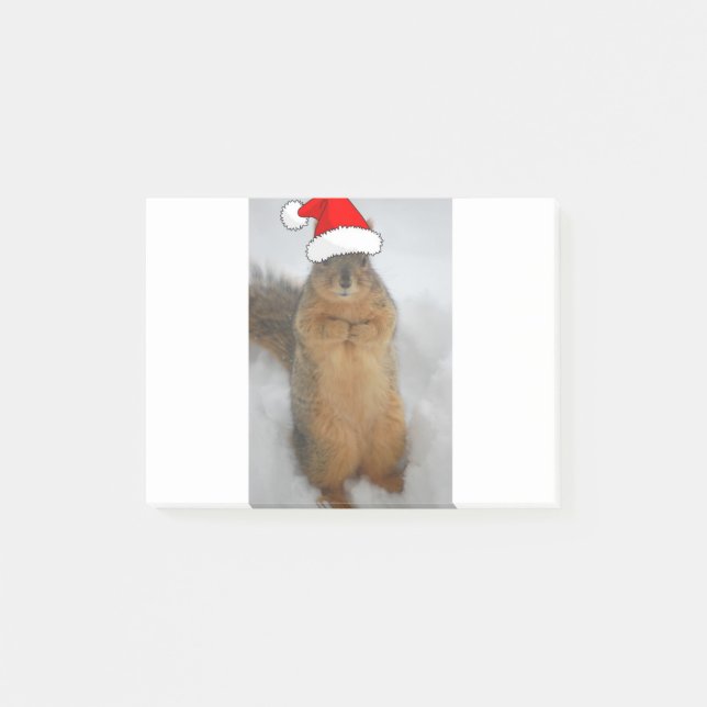 Bloco De Notas Esquilo de Natal com Papais noeis (Frente)