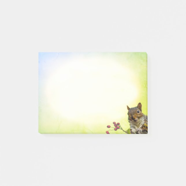 Bloco De Notas Esquilo Selvagem Fofo em Fundo Pastel (Frente)