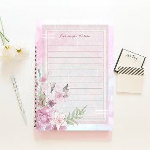 Bloco De Notas Essência Feminina Floral Rosa Personalizada