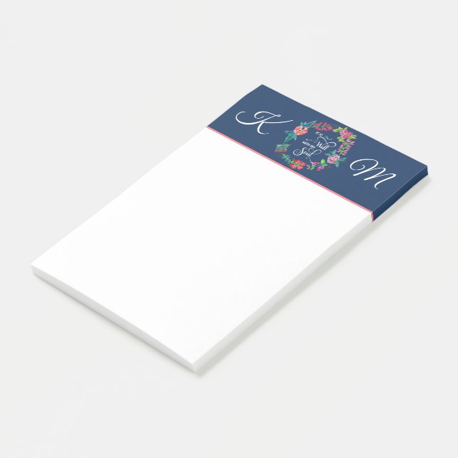 Bloco De Notas Está tudo bem com a alma monograma notas post-it (Inclinado)