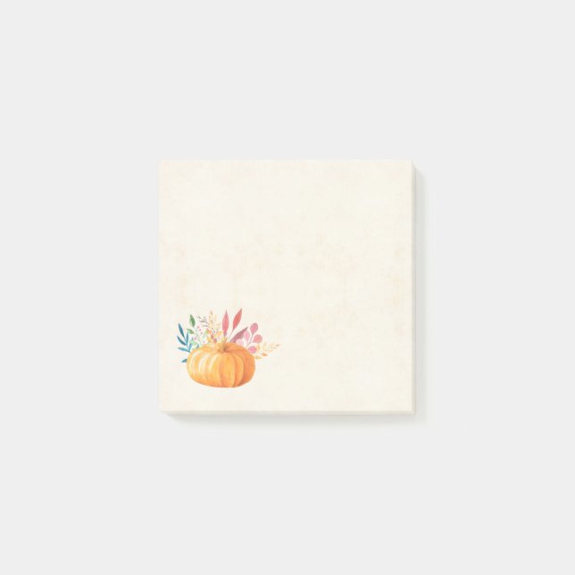 Bloco De Notas Estação de Queda de Pumpkin Orange Watercolor (Frente)