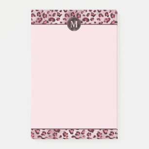 Bloco De Notas Estampa Animal de Leopardo Rosa com Monograma de F