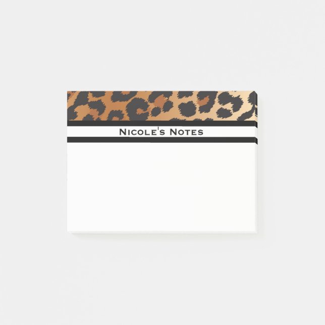 Bloco De Notas Estampa de animal de leopardo moderno personalizad (Frente)