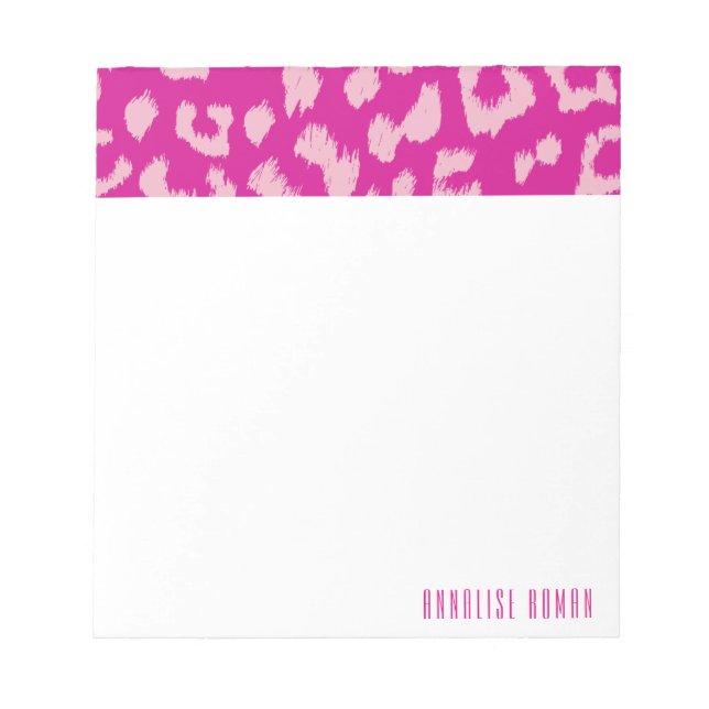 Bloco de Notas Estampa Leopardo Rosa Magenta (Frente)