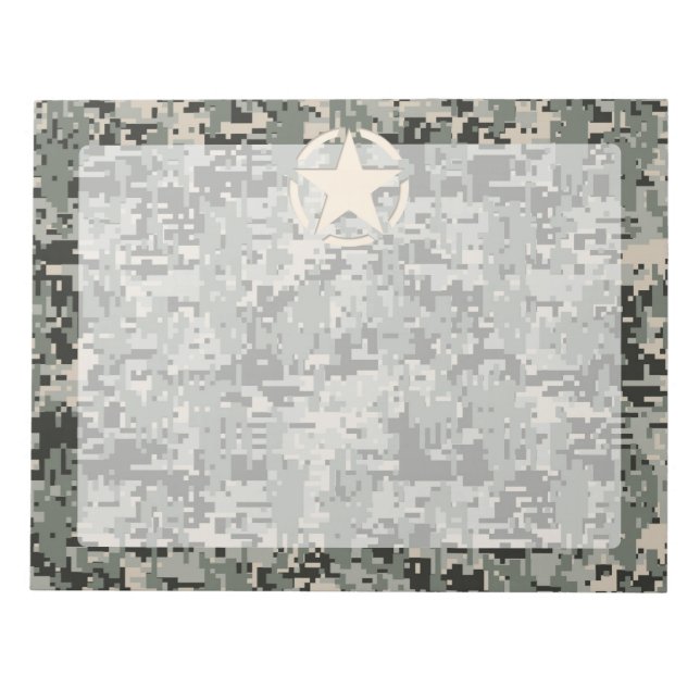 Bloco De Notas Estêncil Estrela na Camuflagem Digital (Frente)