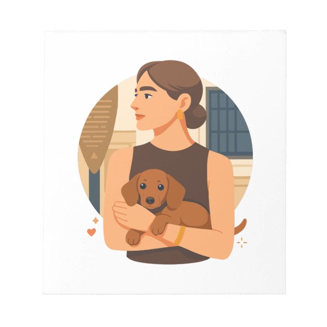 Bloco De Notas Estética Moderna de Mãe de Cachorro com Cachorrinh (Frente)