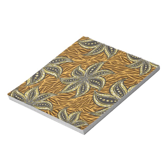 Bloco De Notas Estilo de Batik Floral Abstrato africano (Invertido)
